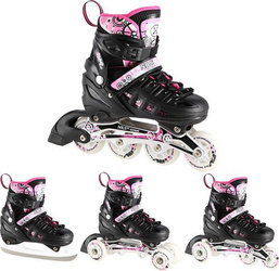 Łyżworolki, wrotki, łyżwy hokejowe, wrotko-rolki świecące LED z wymienną płozą 4w1 Nils Extreme NH10905 rozmiar M 35-38