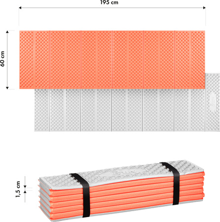 Karimata składana turystyczna trekkingowa z aluminiowym XPE 195×60×1,5 cm