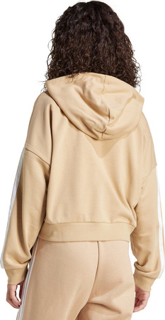 Bluza damska Essentials 3-Stripes French Terry Hoodie Quarter Zip beżowa JX7676
