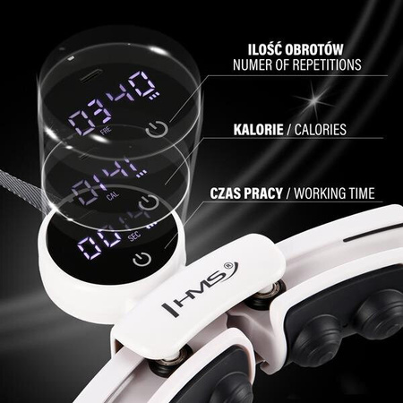 Zestaw hula hop magnetyczne HMS HHM16 z licznikiem pas wyszczuplający BR163 czarny