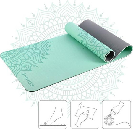 Mata do ćwiczeń jogi yogi fitness TPE HMS YM10 miętowa 182x61x0.8 cm