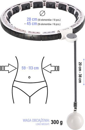 Hula hop white z magnesami i obciążnikiem licznik HMS hhm16