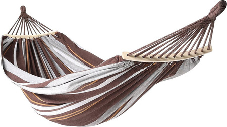 Hamak ogrodowy 2 osobowy luxe xxl 250x150cm z drążkiem brązowy