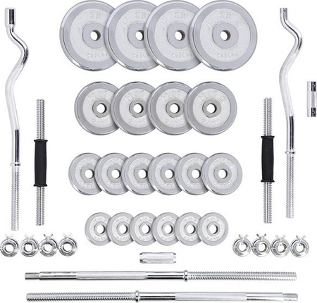 Sztangielki/sztanga prosta i łamana w walizce chrom HMS STC55 55KG