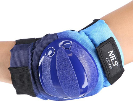 Zestaw ochraniaczy na kolana łokcie nadgarstki dla młodzieży na rolki deskorolkę hulajnogę Nils Extreme H734 rozmiar L niebieskie