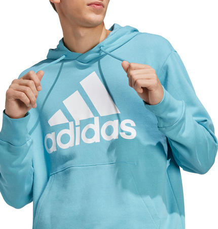 Bluza męska adidas Essentials French Terry Big Logo Hoodie błękitna IC9367