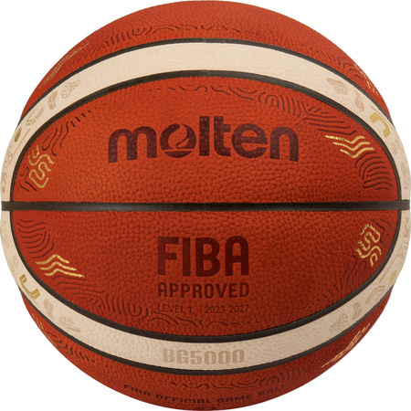 Piłka do koszykówki koszykowa Molten meczowa FIBA EuroBasket 2025 B7G5000‑E5Z skóra naturalna rozmiar 7