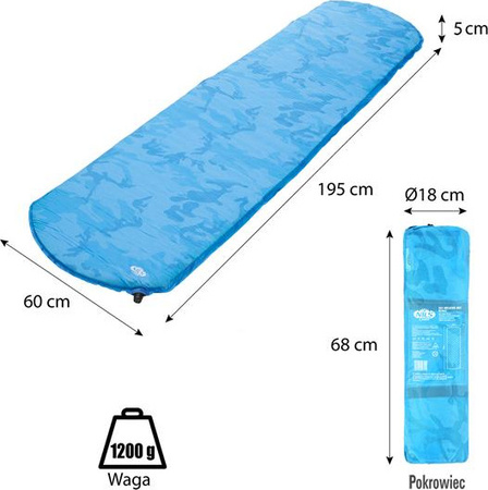 Mata samopompująca kempingowa turystyczna Nils Camp NC4062 niebieski 195x60x5 cm