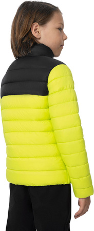 Kurtka puchowa dla chłopca 4F zielono-czarna 4FJSS23TDJAM077 45S