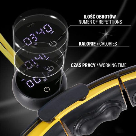 Hula hop z magnesami HMS HHM21 z wypustkami TPE i obciążnikiem licznik żółto-czarne