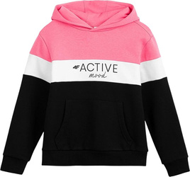 Bluza dla dziewczynki 4F czarno-różowo-biała HJL22 JBLD002 20S