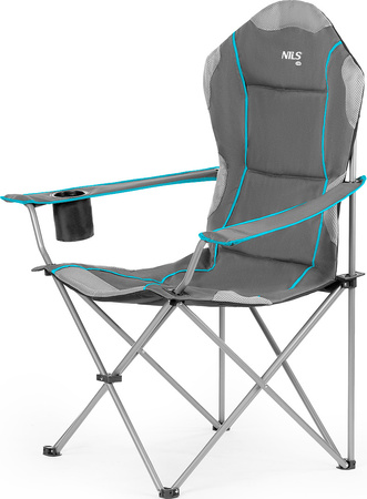 Krzesło fotel turystyczny składany Nils Camp NC3080 jasnoszary 95x110x50cm