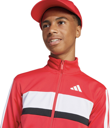 Dres dla dzieci adidas Seasonal Essentials Tiberio 3-Stripes Tricot czerwono-czarny JI6214