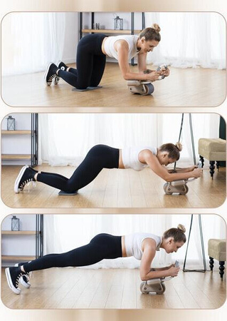 Automatyczne koło do ćwiczeń mięśni brzucha z podparciem kółko ABS KA08 brązowe