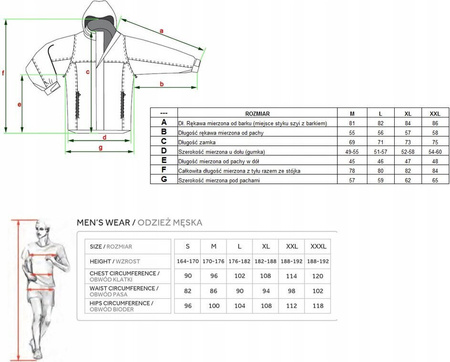 Męski polar bluza polarowa ciepła 280g/m2 Henis rozmiar XXXL