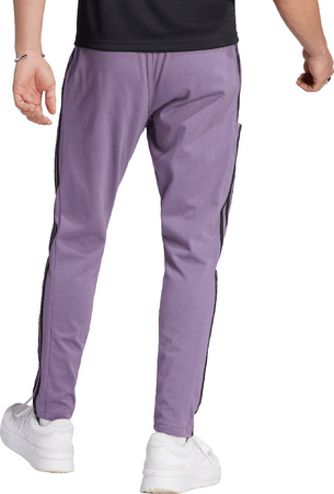 Spodnie męskie adidas Essentials Single Jersey Tapered Open Hem 3-Stripes fioletowe IJ8699