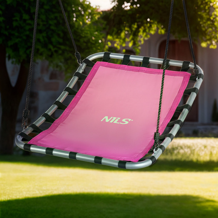 Bocianie gniazdo huśtawka Nils Camp NB5045 różowa 102 × 76 cm