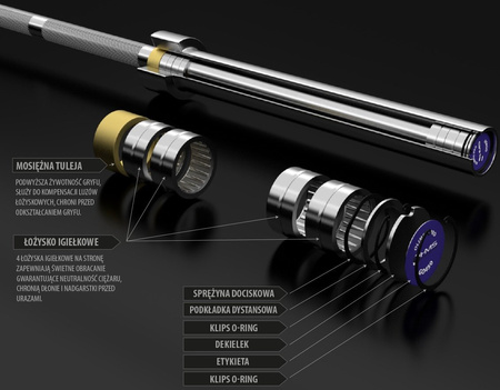 Gryf olimpijski z zaciskami Lock Jaw HMS GO450 220 cm