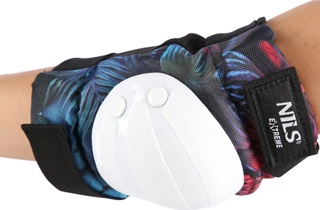 Zestaw ochraniaczy na kolana łokcie nadgarstki dla młodzieży na rolki deskorolkę hulajnogę Nils Extreme H734 białe rozmiar L