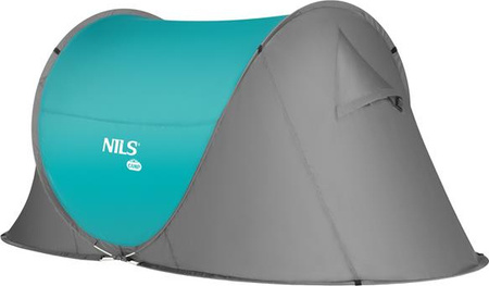 Namiot kempingowy turystyczny samorozkładający Nils camp NC3743 szaro-turkusowy 220x120x95cm