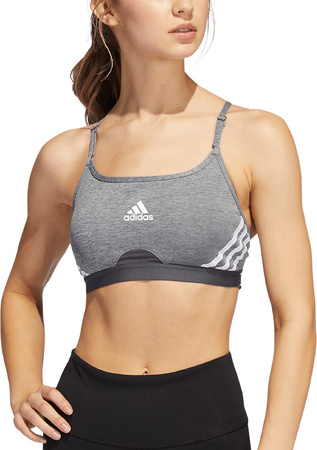 Stanik damski adidas Aeroreact Training Light-Support 3-Stripes Bra ciemnoszary HC7870