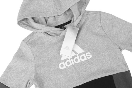 Bluza dla dzieci adidas Colourblock Hoodie szaro-czarna HN8563