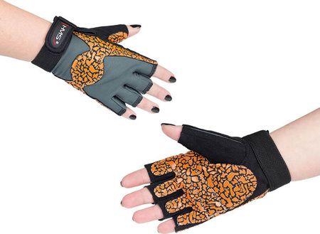 Rękawiczki kulturystyczne do ćwiczeń na siłowni HMS RST03 pomarańczowo-szare rozmiar M