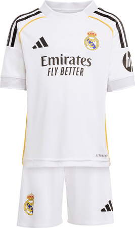Zestaw dzięciecy komplet sportowy koszulka spodenki adidas Real Madrid 25/26 Home biały JN8870