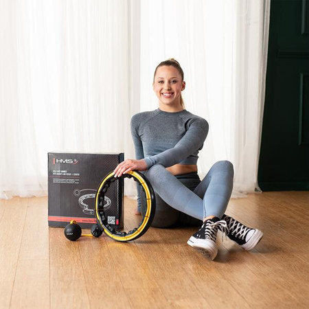 Hula hop z magnesami HMS HHM21 z wypustkami TPE i obciążnikiem licznik żółto-czarne