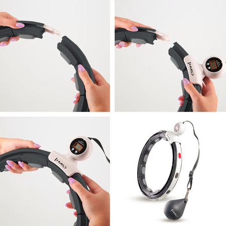 Zestaw hula hop magnetyczny pas wyszczuplający z licznikiem HMS