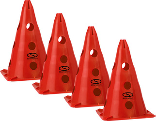 Zestaw pachołków treningowych z otworami SMJ 30 cm czerwone 4 szt.