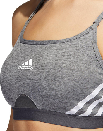 Stanik damski adidas Aeroreact Training Light-Support 3-Stripes Bra ciemnoszary HC7870