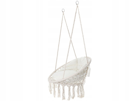 Huśtawka hamak ażurowy fotel wiszący 80x60cm z poduszką ecru
