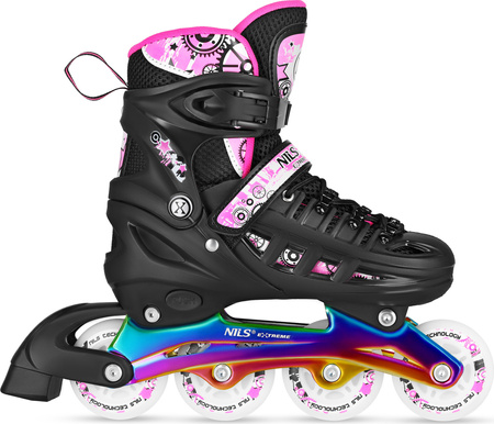 Łyżworolki, wrotki, łyżwy hokejowe, wrotko-rolki świecące LED z wymienną płozą 4w1 Nils Extreme NH10905 rozmiar M 35-38