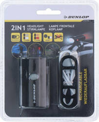 Lampka światło rowerowe 2w1 ładowanie usb uchwyt do mocowania na kasku Dunlop