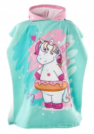 Ręcznik dziecięcy z kapturem Aquawave Pony Poncho jednorożec 73x59 cm
