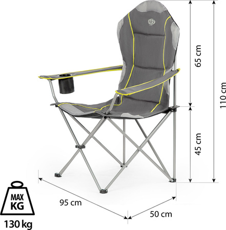 Krzesło fotel turystyczny składany Nils Camp NC3080 ciemnoszary 95x110x50cm
