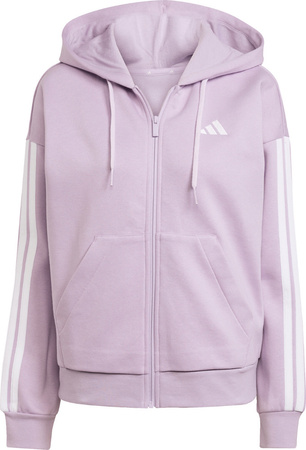 Bluza damska adidas Essentials 3-Stripes Full-Zip Fleece Hoodie fioletowa JY3080