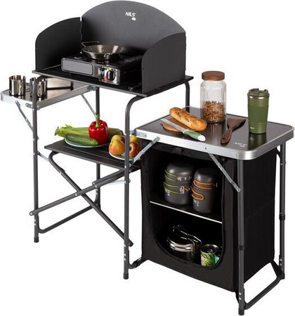 Szafka turystyczna kempingowa z osłoną Nils Camp NC3041 składana czarna 140x110x48cm