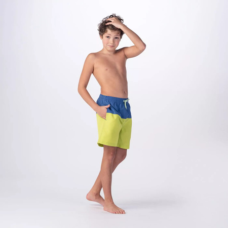 Spodenki szorty kąpielówki dziecięce Aquawave Drakon Jr granatowo-limonkowe rozmiar 158