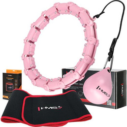 Zestaw hula hop z wypustkami i obciążnikiem HMS hhw02 różowe   pas wyszczuplający br163 czarny