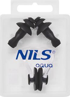 Zestaw pływacki zatyczki do uszu i na nos Nils aqua NQAW30 silikonowe czarne