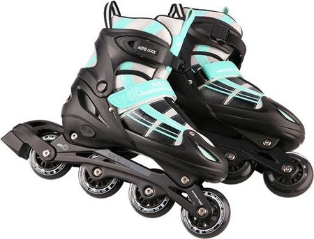 Łyżworolki z wymienną płozą hokejową 2w1 łyżwy rolki Nils Extreme NH18366a rozmiar M (35-38) czarno-turkusowe