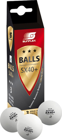 Piłeczki do ping ponga Sunflex meczowe ITTF 3-Star 3 szt. białe 33306