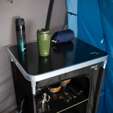 Szafka turystyczna kempingowa z blatem Nils Camp NC3036 składana czarna 105x62x48cm