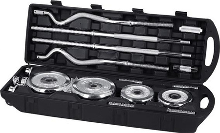 Sztangielki/sztanga prosta i łamana w walizce chrom HMS STC55 55KG