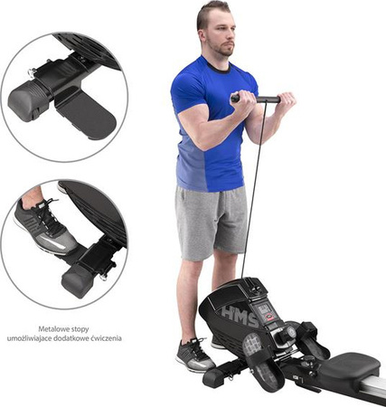 Wioślarz magnetyczny treningowy domowy HMS wymiary 195 x 58,5 x 49 cm