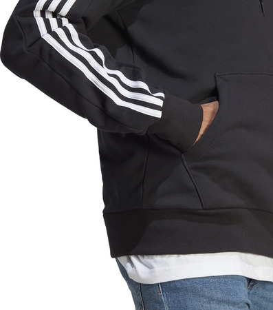 Bluza męska adidas Essentials French Terry 3-Stripes Hoodie czarna IC0435