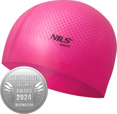 Czepek silikonowy dots Nils aqua nqc jednokolorowy ciemnoróżowy