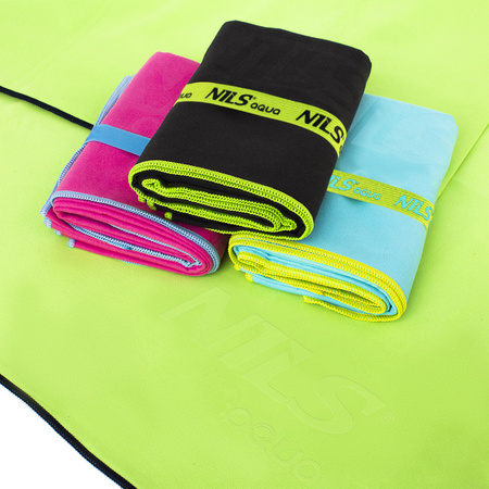 Ręcznik z mikrofibry szybkoschnący Nils Aqua NAR11 limonkowy 70x140 cm